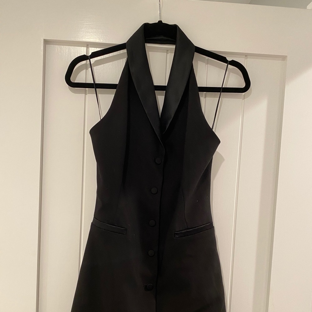Mini Halter Black Tuxedo Blazer Dress XS
